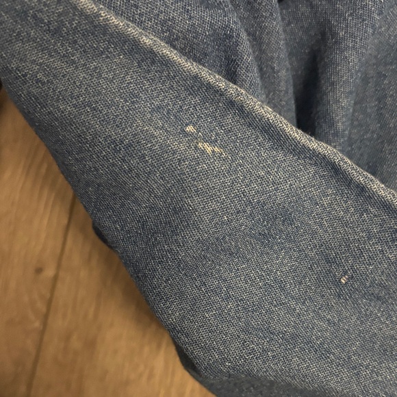 Embroidered 1990s Vintage Cottagecore Denim Floral Button-Down Dress - Picture 5 of 9